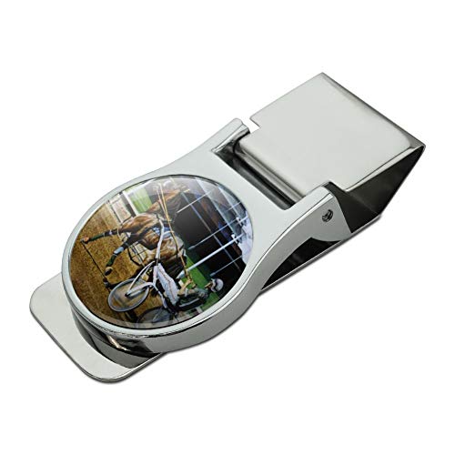 Harness Racing Track Horse Racer Satin Chrome Plated Metal Money Clip
