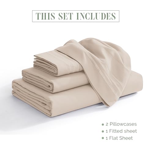 Elegant Comfort Luxury 1500 Premium Hotel Quality Microfiber 4-Piece Sheet Set - Soft, All Around Elastic 18-24 Inches Deep Fitted Sheet - Extra Deep Pocket Sheets, Full, Cream
