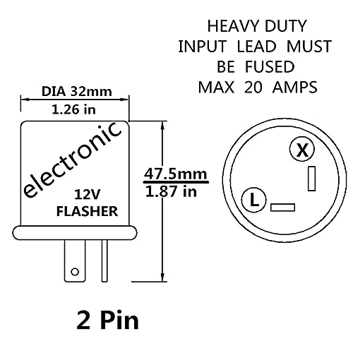 2-Pin Electric Flasher Relay, Vofono 12V Heavy Duty 2 Pin Compatible Automobile Motorcycle Bike Scooter Fix Turn Signal Bulbs Fast Hyper Flash，Two Prong Round #TOP6