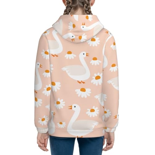 Geese and Flower Kids Pullover Hoodies Boys Sweatshirts Girls Athletic Clothes with Pocket4