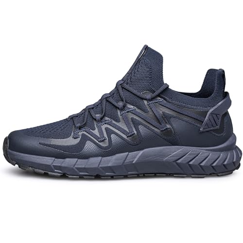 TIANYUQI Men's Walking Shoes Hands Free Slip On Sneaker Strap Running Tennis Shoes for Flat Feet Plantar Fasciitis Workout Shoes Navy Blue Size 9