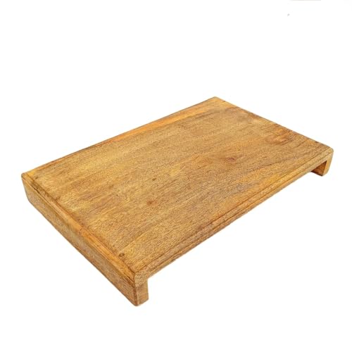 Image of Natural Wood Mango Wood Pidha /Wooden Stool /Puja Chowki /Puja Asana /Puja Bajot, (38X18X8 CM) (15X7X3 INCH)
