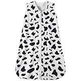 GUNTAIL Baby Sleep Sack 6-12 Months Baby Wearable Blanket 100% Rayon Cotton 2-Way Zipper Toddler Sleeping Sack，Comfy Soft Lightweight TOG 0.3（Cow Print）