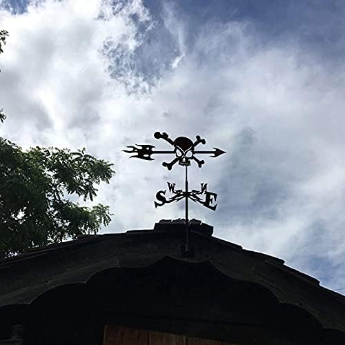 Weather Vane Weathervane Skull Shape Metal Weathervane with Wind Direction Indicator,Farmhouse Weather Vane Roof Mount,Wind Direction Indicator Kit Outdoor Metal Bracket Weather Vane