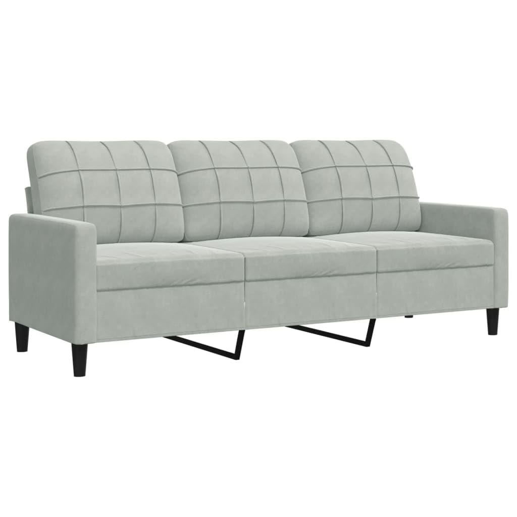 Sofá de 3 plazas Terciopelo Gris Claro 180 cm, sofá de Terciopelo,sofá para 3 Personas