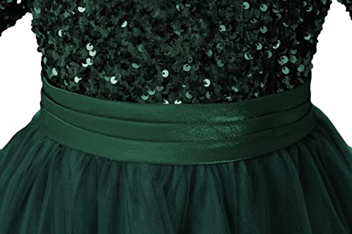 ALEESHUO Little Girl Formal Dress for Special Ocassion Sparkling Sequin Pageant Dress for Party Birthday Dress Long Sleeve4
