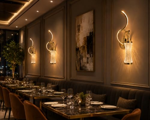 Image of FILLISKA Luxurious LED Wall Lamp for Home with Adjustable Colour Changing Function (1 Year Warranty)(French Gold-1053)