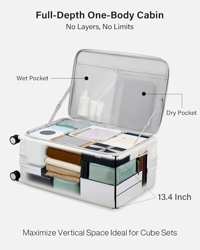 Image of Hanke Hardside Expandable Large Checked Luggage, 28 Inch Top Opening Trunk Luggages with Spinner Wheels, All-PC Hard Shell Suitcase, Lightweight TSA Approved (Smoke White, 120L)