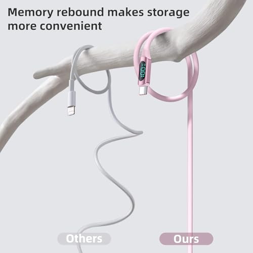 Image of iFAST Digital Display 100W Type-C to Type-C Fast Charging Data Cable | 480Mbps Data Transfer Speed | Compatible With MacBook, iPad, Galaxy, Pixel, Switch (2 Metre, Silicon, Pink)