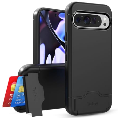 Teelevo Wallet Case for Google Pixel 9 Pro XL, Protective Case with 2-Card Storage and Kickstand for Google Pixel 9 Pro XL - Black