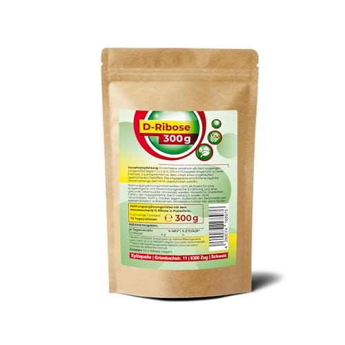 D-Ribose Pulver 300 g - Schweizer Markenqualität - natürlich fermentiert & laborgeprüft - vegan & ohne Zusätze