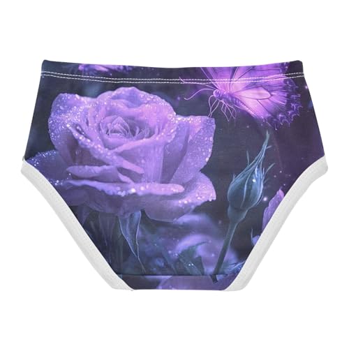 Purple Roses Butterflies Toddler Underwear Floral 2t Cotton Panties for Girl Artistic Kids Undies Briefs2
