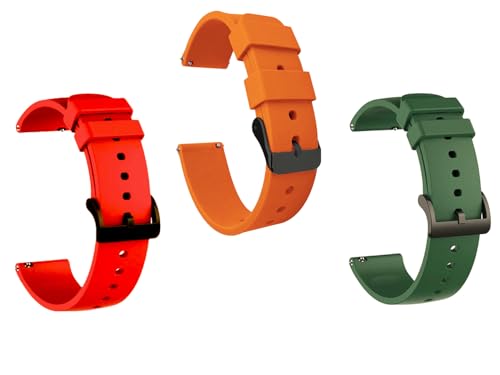 Image of IIK COLLECTION 22mm Silicone Strap for Smart Watches | Combo Pack Compatible With Noise, Fireboltt, Boat Xtend, Pebble, Boat Flash, Noise Color Fit, Ultra Smart Watch & All Watches