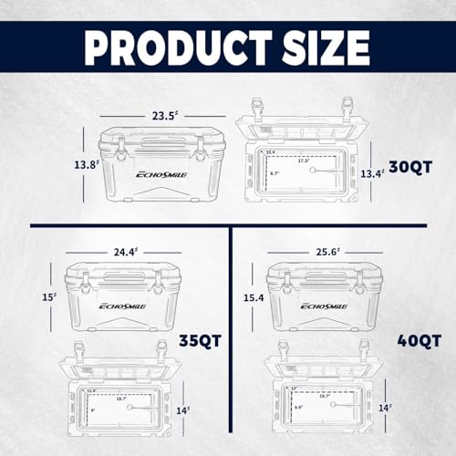 Image of EchoSmile 25 /30 /35 /40 /60 /75 Quart Rotomolded Cooler, Built to Stand up to The Rigors of The Journey
