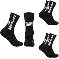 ZEPIQOR 3 paia Calzettoni calcio uomo, Calzini da Calcio da Uomo e Donna Bambino, Calze Calcio Antiscivolo 39-46, Grip Socks Football per Ciclismo, Tennis, calze uomo negro