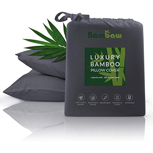 Bambaw Bamboo Pillow Case | 2 x Pillow Cases |Bamboo Pillow Covers |Temperature Control | anti allergy pillow case Pillow Cases | Breathable Fabric | Charcoal - 50x75