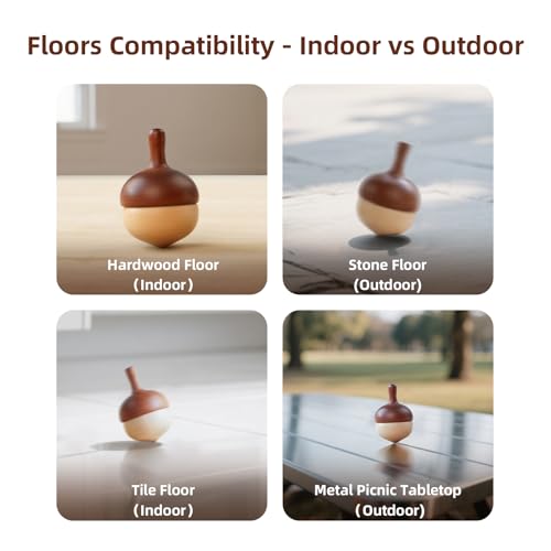 image for Wooden Spinning Tops Montessori Toy | 3 Pcs Handcrafted Tops for Kids 