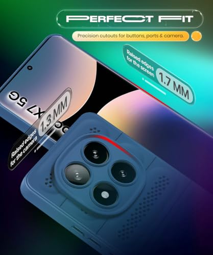 Image of WOW IMAGINE Ultimate Silicone Back Cover Case for Redmi Note 14 Pro 5G | Poco X7 5G | Heat Dissipation Thin Soft TPU | 360 Camera Protection | Breathable Cooling Holes - Deep Blue