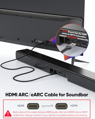 ZeniKon 8K HDMI ARC/eARC Cable for Soundbar to TV 3FT, eARC HDMI Cable 2.1 48Gbps Ultra High Speed HDMI Cord Dolby Atmos 8K@60Hz, 4K@120Hz HDR 3D HDCP2.3&2.3 for Vizio Sono Samsung Bose Sound bar