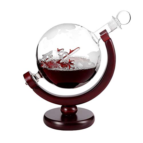 UPKOCH Mini-Wereld geëtst globe karaf whisky karaf met houder voor wodka jenever 850ml - Afbeelding 6