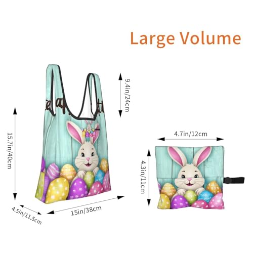 Rabbit Eggs Print Grocery Shopping Bags Reusable With Flowers Plant Lover Gifts Shopping Bag Lightweight Foldable Bag4