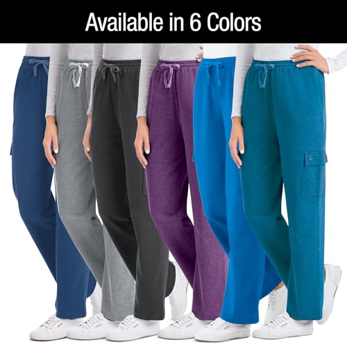 Collections Etc French Terry Knit Double Cargo Pocket Drawstring Pants2