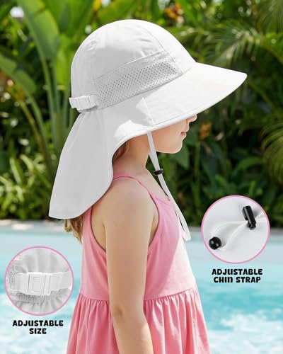 Image of Toddler Baby Sun Hat Kids Summer Beach Essentials Adjustable Beach Hats with Bucket Wide Brim for Boys Girls Age 0-14 Years