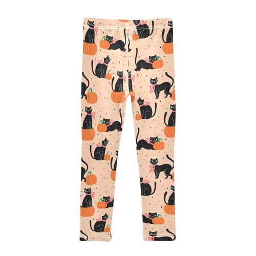 Girls' Athletic Leggings Ankle Length Yoga Dance Pants Kids Teen 4T Black Cat Pumpkin Star2