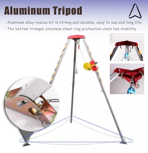 Kit trépied pour levage et sauvetage, capacité de 544,3 kg avec treuil, idéal pour les espaces confinés et les travaux en hauteur