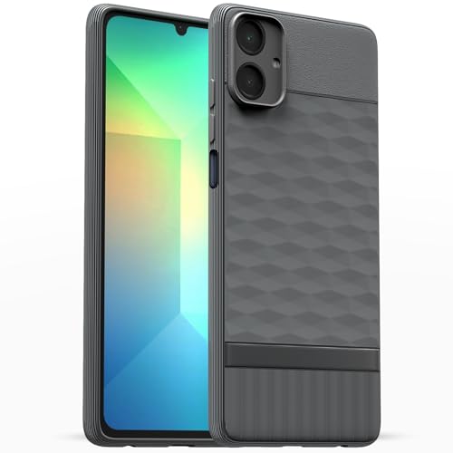 Image of Pikkme Back Cover for Samsung Galaxy A06 Soft Grip 3D Hexa Cube Texture Silicone Bumper Case (Grey)