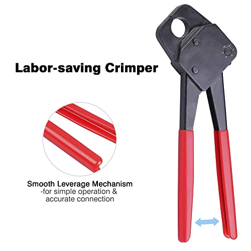 Yescom 1/2" 3/4" Pex Crimper Set Tube Crimping Tool Kit With Go/No Go Gauge Pipe Cutter #TOP2