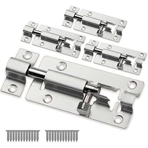 Bwintech Brushed Nickel Heavy Duty Barrel Bolt Lock 3 Inch (75mm) Stainless Door Latch Lock Security Door Lock Slide Latch for Home Yard Garden (4 Pcs) Cover