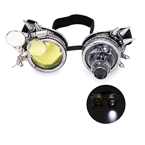 Steampunk Crazy Goggles with Magnifier, Night Vision Festivals Rave Glasses