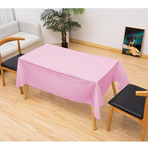Siencooray Pink Plastic Table Cloth, 4 Pack Light Pink Tablecover, 54 x 108 Inch Pale Pink Rectangle Disposable Tablecloth, Waterproof Decorative Table Cover for Party, Picnic, Birthday, Wedding by Siencooray - Used condition - Image 3