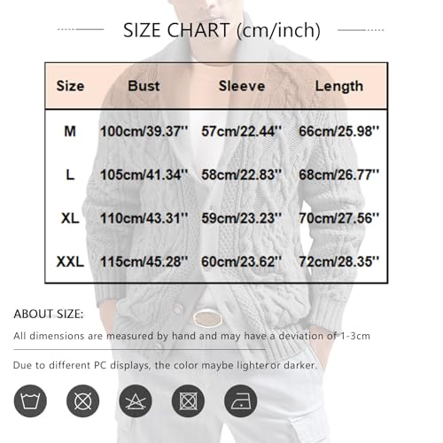 Mens Shawl Collar Cardigan Sweater 2025 Fall Winter Cable Knitted Button Down Sweaters Chunky Outwear2