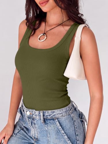 Image of ANRABESS Womens Square Neck Ribbed Tank Tops 2026 Summer Sleeveless Shirts