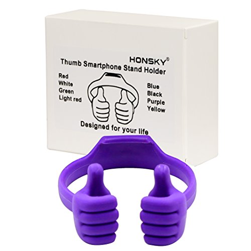 Honsky Thumbs-Up Cell Phone Stand Holder, Tablet Stand Cradle For Desk Desktop Smartphone Cellphone Mobile Phone Tablets – Universal Adjustable Flexible, Purple #TOP5