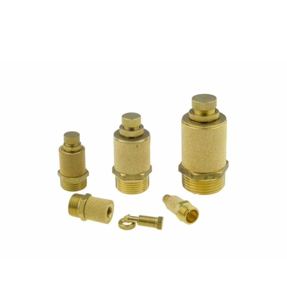 Messing Pneumatische Auspuff Schalldämpfer M5 M6 M8 1/8 1/4 3/8 1/2 3/4 1 BSP Außengewinde for Luft Lärm Einstellbare Ventil fitting(XYTJ,1 Male Thread)