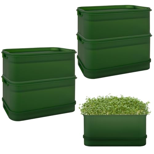LOPYXBR 2 bandejas empilháveis de microgreens para germinação de sementes de 2 camadas, bandeja de p