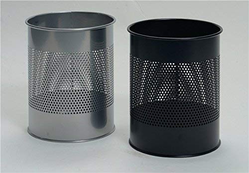 Durable Papierkorb Metall rund 15 Liter, Perforation 165 mm, schwarz, 331001 - Image 5