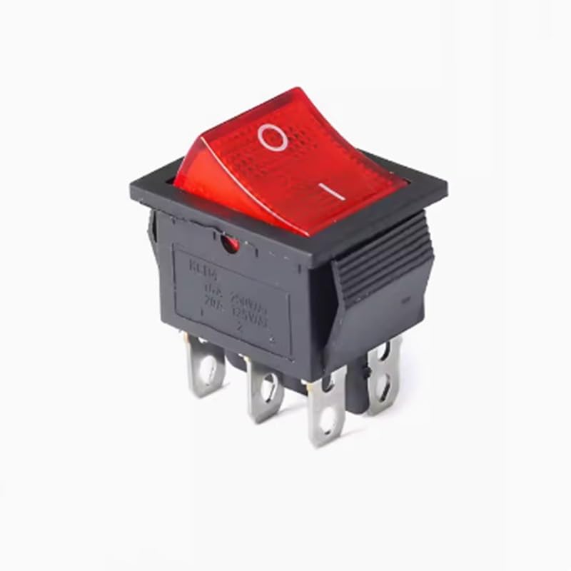 2PC KCD4 Rocker Switch ON-OFF 6PIN With Red Light Power Switch 16A