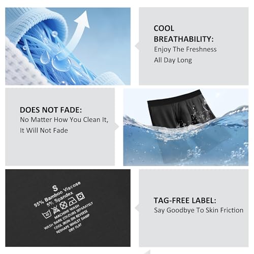 Men’s 6 Pack Boxer Briefs No Ride-Up, Tag-Free, Soft Breathable Moisture-Wicking Underwear for Men4