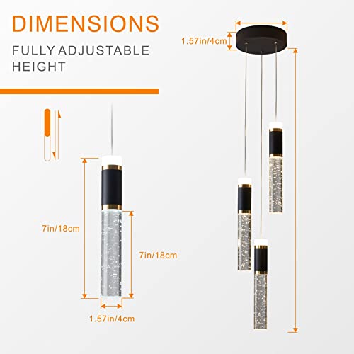 Guang Shuo 3-Light Led Pendant Light Modern Chandelier Hanging Chandelier Light Fixtures Adjustable Modern Led Pendant Ceiling Light Fixture For Kitchen, Island,Dining Room,Bedroom #TOP2