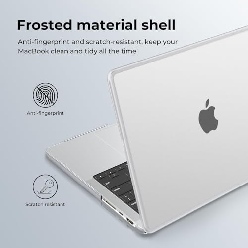 Image of BlueSwan Anti-Cracking Hard Shell Case Compatible for MacBook Pro 14 inch M5 2026 2025-2021 M4 M3 M2 M1 Pro /Max Chip, A3427 A3426 A3434 A3112 A3401 A2442,TPU Frame Matte Protective Cover,Frosted White