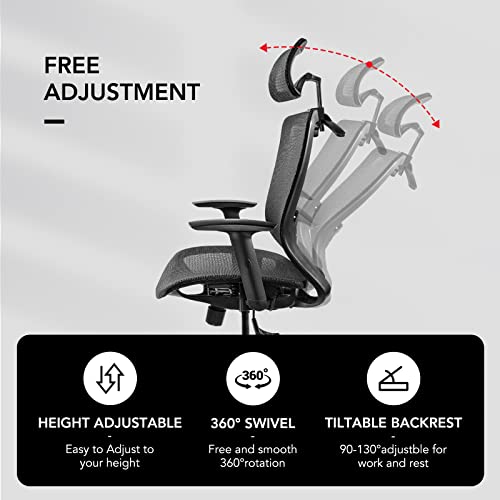 Flexispot Ergonomic Office Chair High Back Mesh Swivel Computer Chair Home Office Desk Chairs With Wheels Lumbar Support Deep Black #TOP5