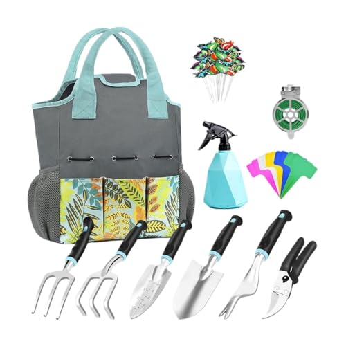Gardening Tools Set Outdoor Tools Gardening Gifts Women Outdoor Gardening trowel & fork set with Garden Tools Organizer Handbag Perfect for Yard Work Lawn Care Flower Beds and Vegetable Gardens