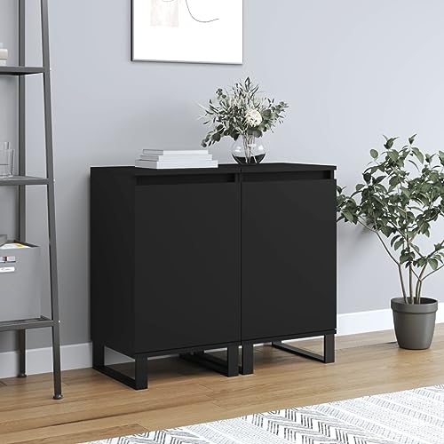 Annlera Aparador moderno armario de almacenamiento, 2 unidades, elegante armario auxiliar para salón, dormitorio o pasillo, diseño minimalista, color negro, 40 x 35 x 70 cm