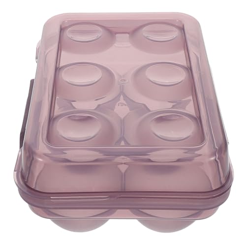 Gatuida Boîte à Œufs Plate Antichoc 6 Compartiments Violet Transparent En Polypropylène Pour Réfrigérateur Et Camping, Organisateur Portable De Conservation Des Œufs, Étui Léger Pour Pique-niques