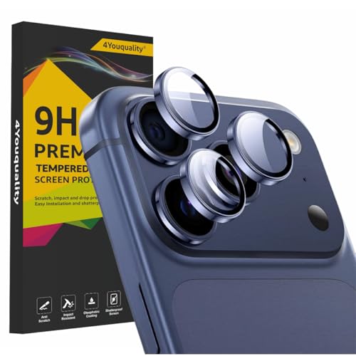 Image of 4youquality Camera Lens Protector for iPhone 17 Pro / iPhone 17 Pro Max (Deep Blue) - 9H Tempered Glass, HD Clear, Scratch Resistant, No Flash Interference, Easy Installation, Case Friendly (Available in Pack of 1 & 3)
