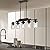 Dining Room Light Fixture Over Table Above Farmhouse Kitchen Island Lighting,Matte Black Rustic Rectangular Linear Chandelier Wood Pendant 5-Light Ceiling Hanging with Glass Shade for Bar Restaurant